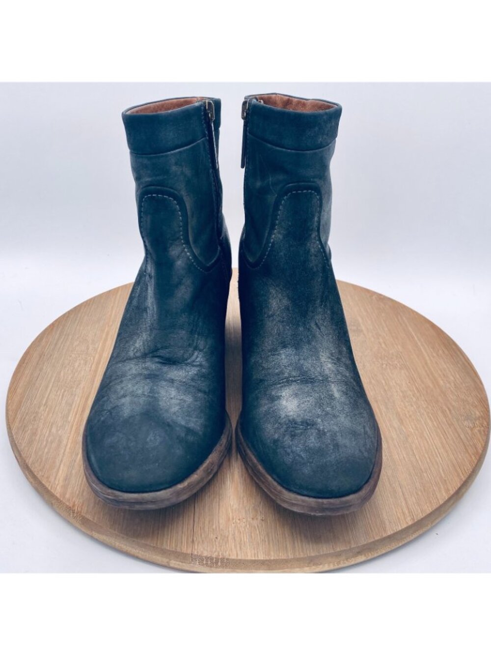 Donald Pliner Boots Womens 6 Gray Distressed Leather Ankle Booties Luxury Italy - Picture 3 of 10